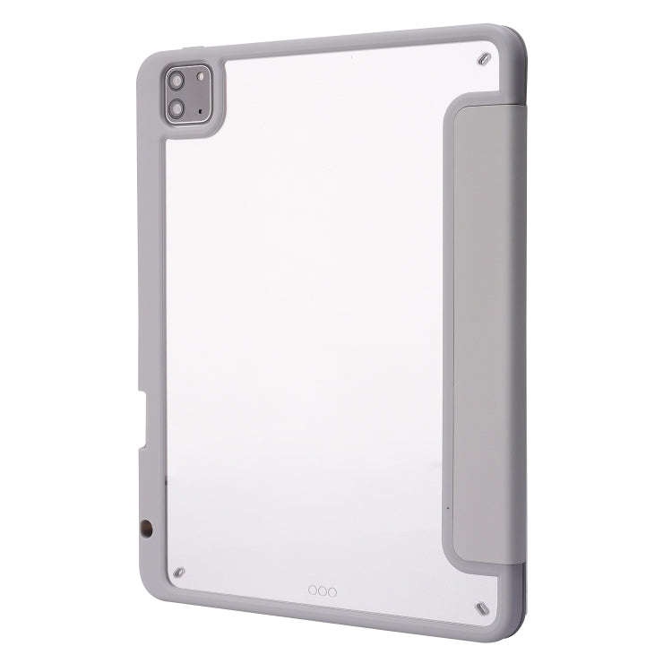 Deformation Transparent Acrylic Horizontal Flip PU Leather Case with Multi-folding Holder & Sleep...