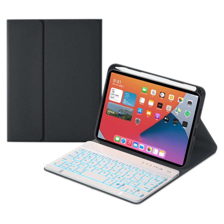 HK006D Square Keys Detachable Bluetooth Keyboard Leather Case with White Backlight & Holder for i...