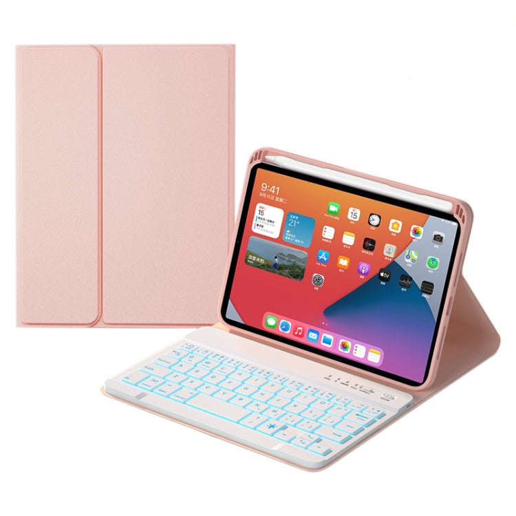 HK006D Square Keys Detachable Bluetooth Keyboard Leather Case with White Backlight & Holder for i...