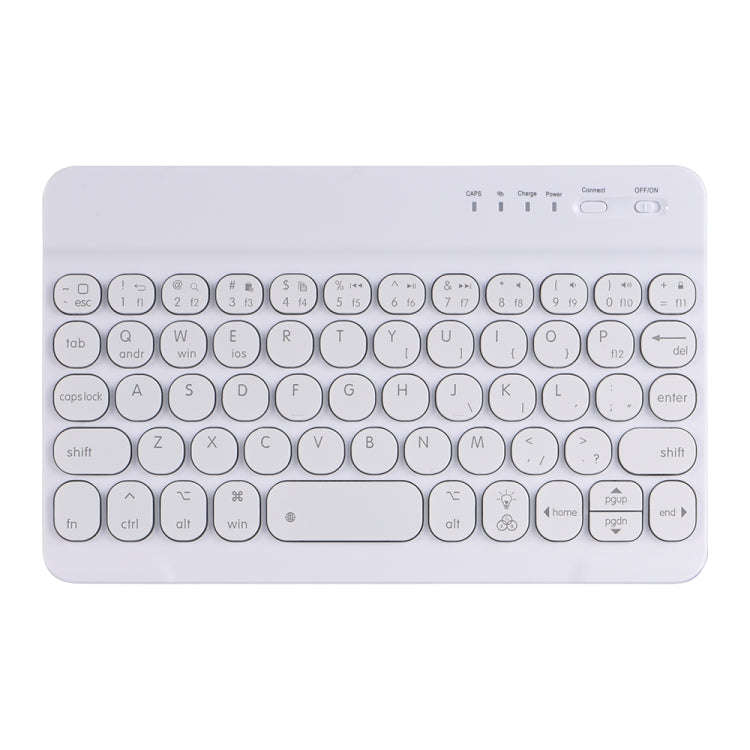 HY006D Round Keys Detachable Bluetooth Keyboard Leather Case with Colorful Backlight & Holder for...
