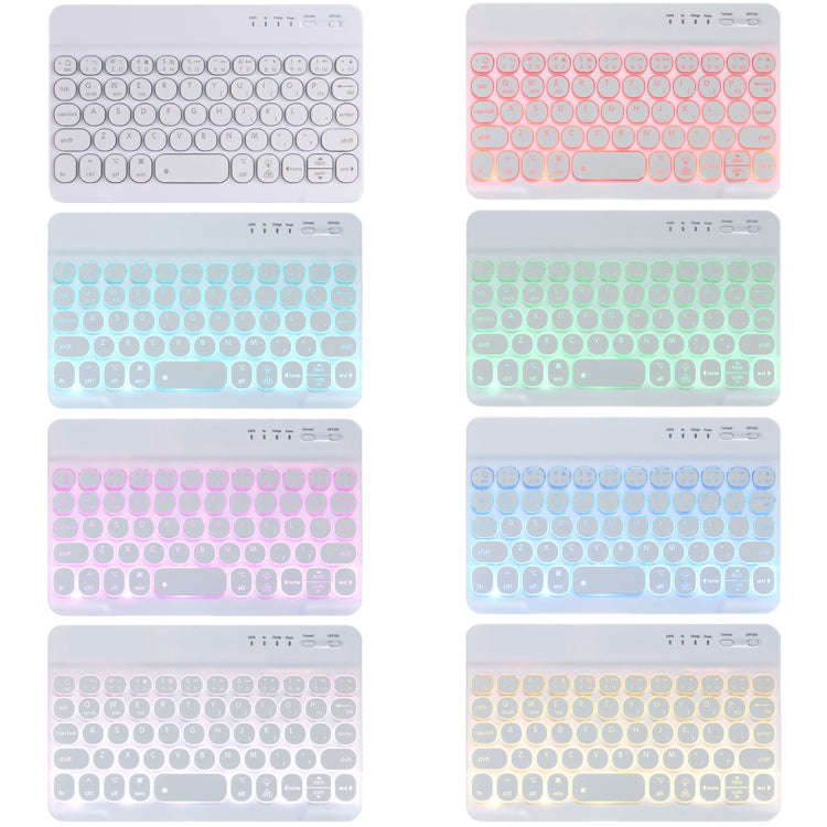 HY006D Round Keys Detachable Bluetooth Keyboard Leather Case with Colorful Backlight & Holder for...