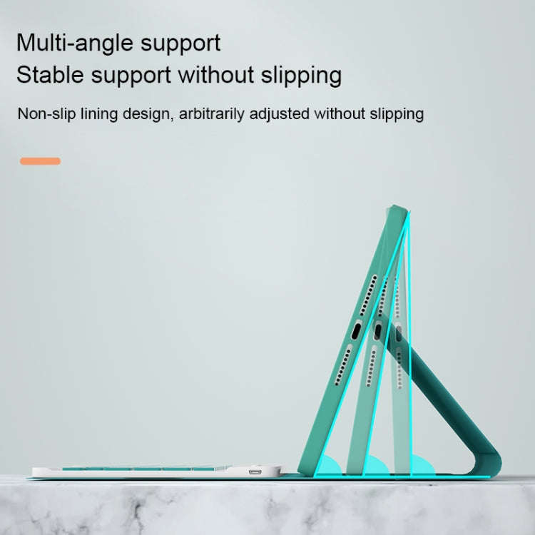 HY006D Round Keys Detachable Bluetooth Keyboard Leather Case with Colorful Backlight & Holder for...