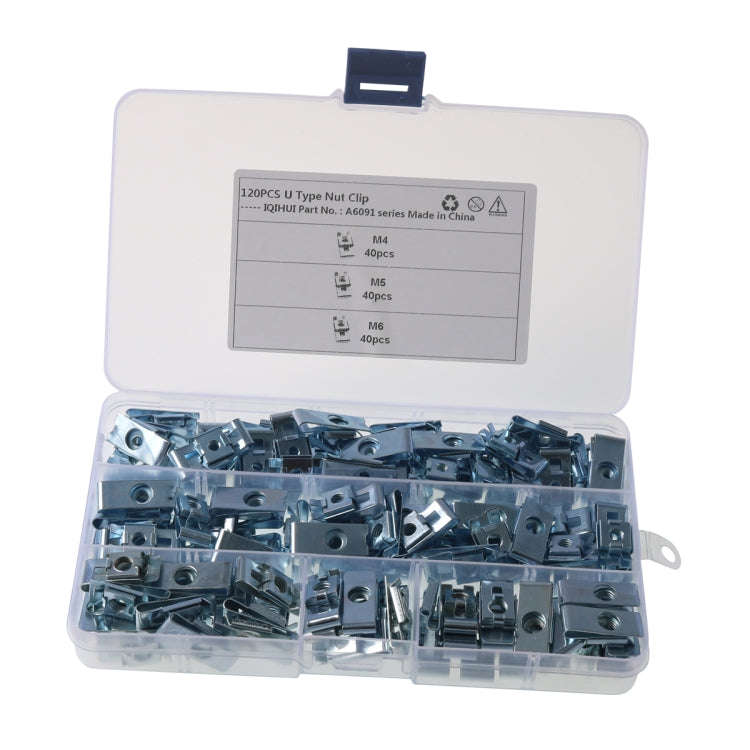 120 PCS Car M4/M5/M6 Fastener Clips Base U-shaped Clip Nut, A6091