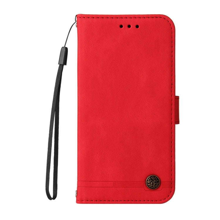 Skin Feel Life Tree Metal Button Horizontal Flip Leather Case with Holder & Card Slot & Wallet & ...