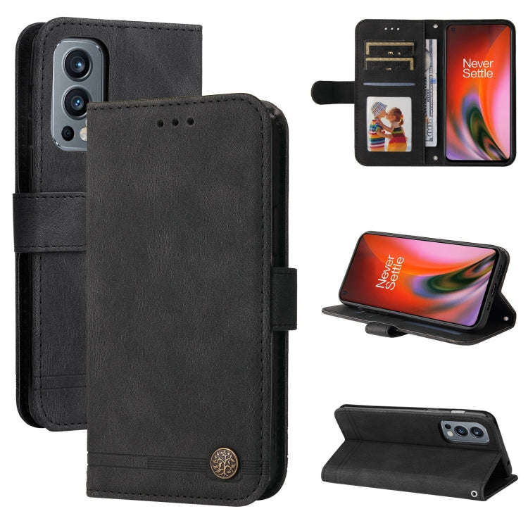 Skin Feel Life Tree Metal Button Horizontal Flip Leather Case with Holder & Card Slot & Wallet & ...