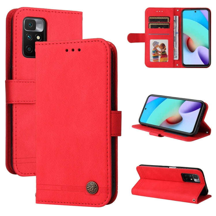 Skin Feel Life Tree Metal Button Horizontal Flip Leather Case with Holder & Card Slot & Wallet & ...