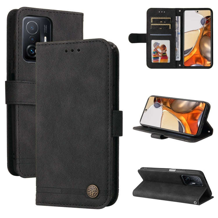 Skin Feel Life Tree Metal Button Horizontal Flip Leather Case with Holder & Card Slot & Wallet & ...