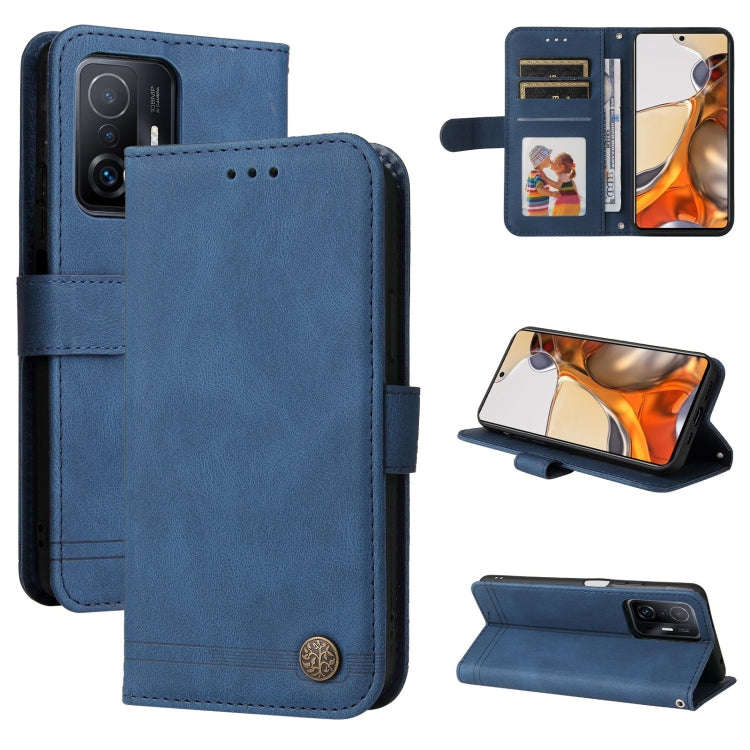 Skin Feel Life Tree Metal Button Horizontal Flip Leather Case with Holder & Card Slot & Wallet & ...