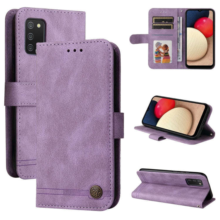 Skin Feel Life Tree Metal Button Horizontal Flip Leather Case with Holder & Card Slot & Wallet & ...
