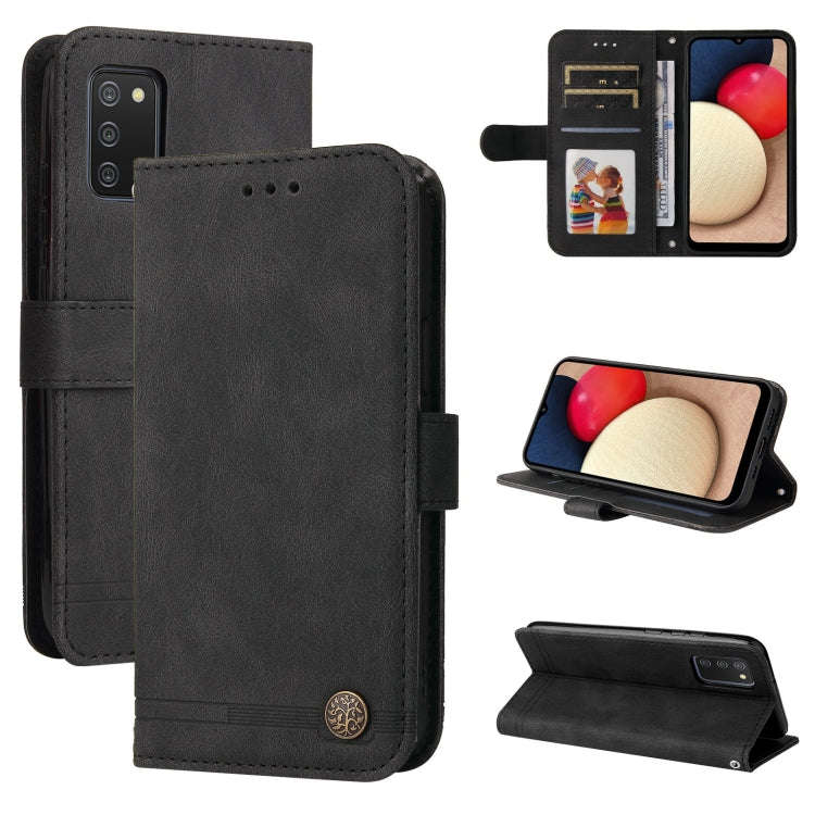 Skin Feel Life Tree Metal Button Horizontal Flip Leather Case with Holder & Card Slot & Wallet & ...