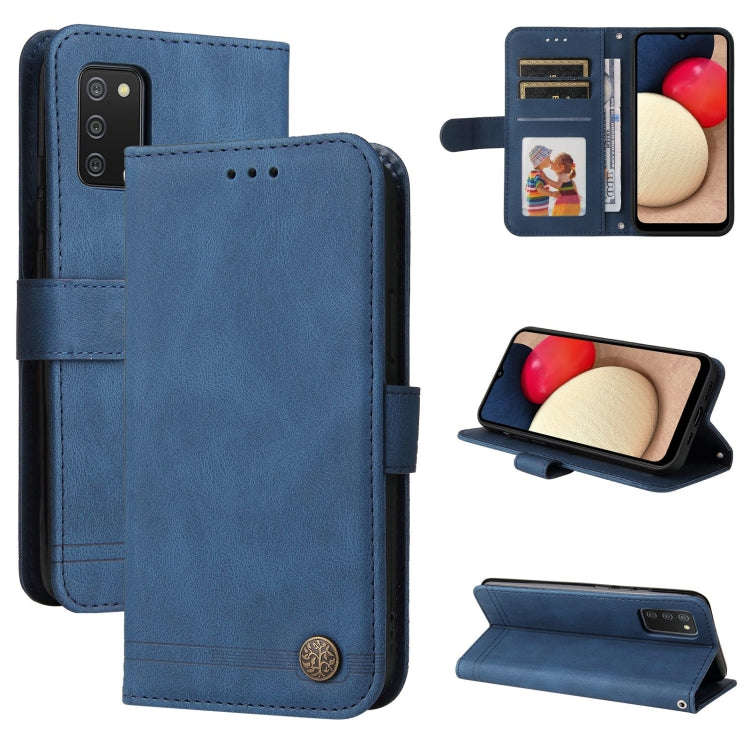 Skin Feel Life Tree Metal Button Horizontal Flip Leather Case with Holder & Card Slot & Wallet & ...