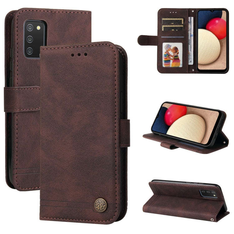Skin Feel Life Tree Metal Button Horizontal Flip Leather Case with Holder & Card Slot & Wallet & ...