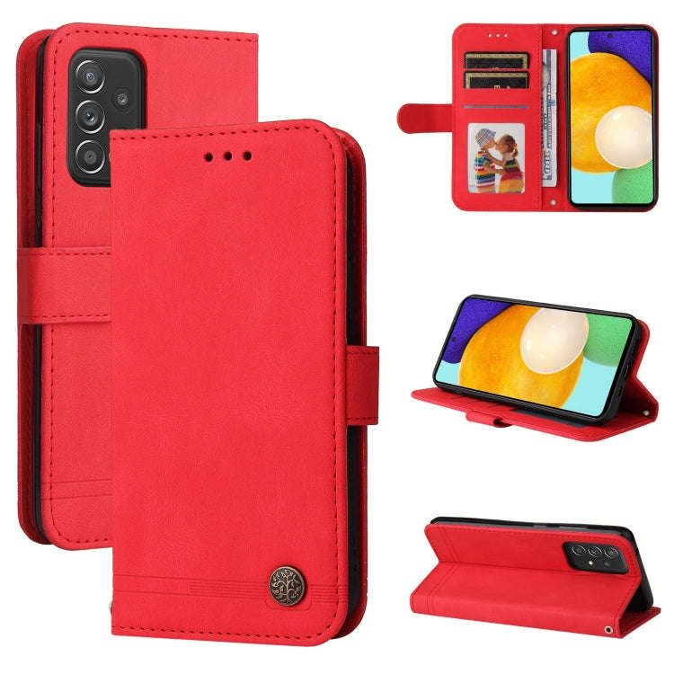 Skin Feel Life Tree Metal Button Horizontal Flip Leather Case with Holder & Card Slot & Wallet & ...