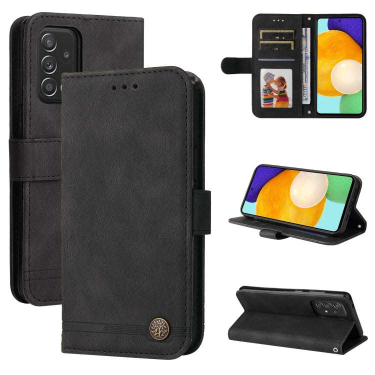 Skin Feel Life Tree Metal Button Horizontal Flip Leather Case with Holder & Card Slot & Wallet & ...