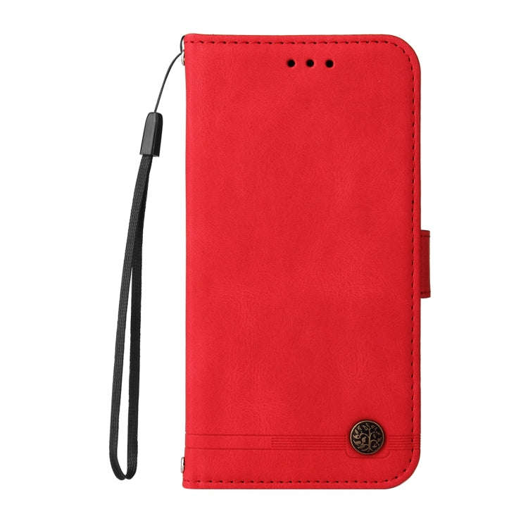 Skin Feel Life Tree Metal Button Horizontal Flip Leather Case with Holder & Card Slot & Wallet & ...