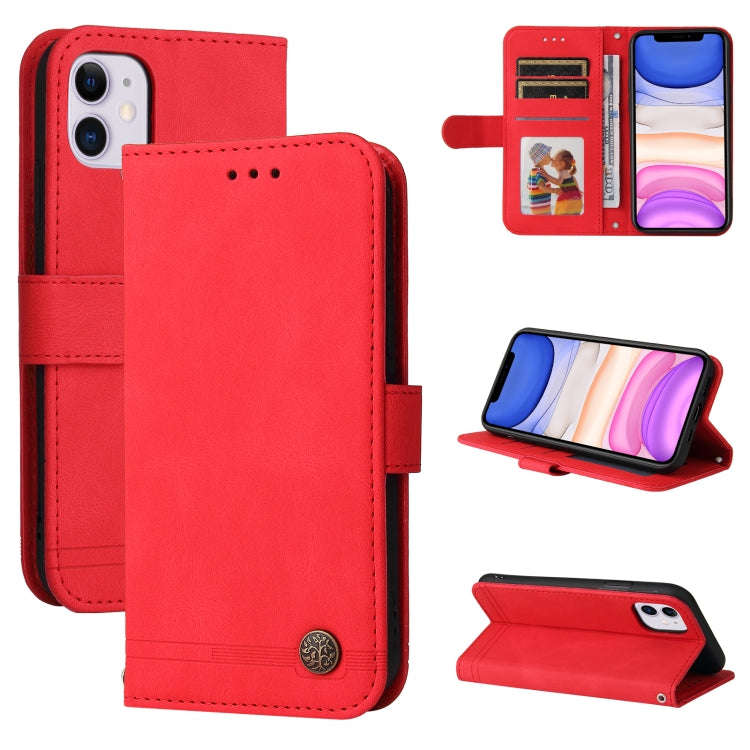 Skin Feel Life Tree Metal Button Horizontal Flip Leather Case with Holder & Card Slot & Wallet & ...