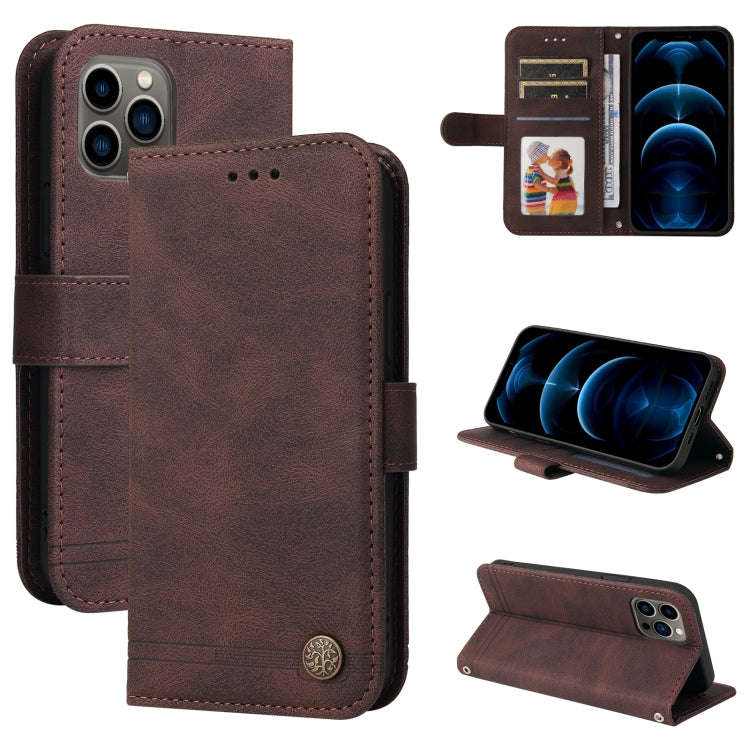 Skin Feel Life Tree Metal Button Horizontal Flip Leather Case with Holder & Card Slot & Wallet & ...