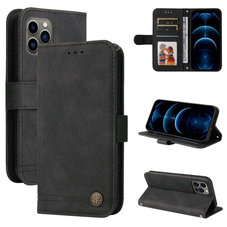 Skin Feel Life Tree Metal Button Horizontal Flip Leather Case with Holder & Card Slot & Wallet & ...