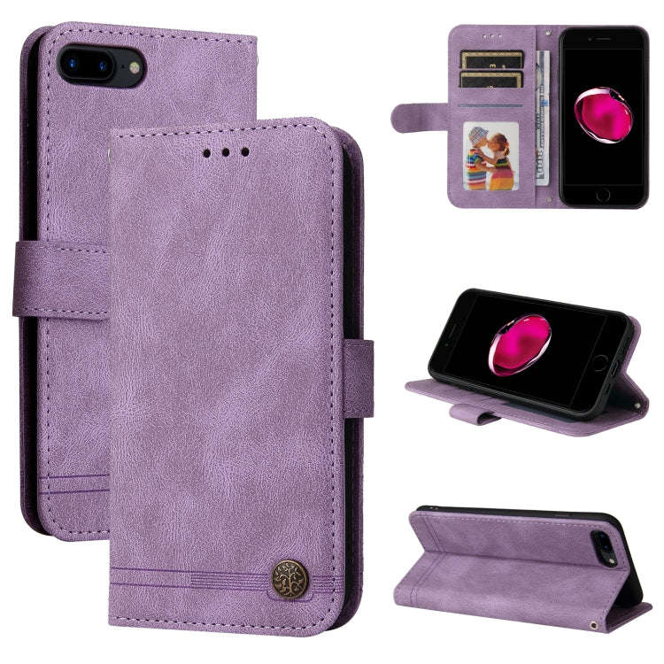 Skin Feel Life Tree Metal Button Horizontal Flip Leather Case with Holder & Card Slot & Wallet & ...