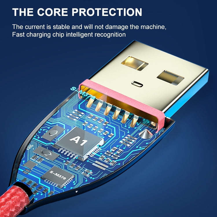 ADC-001 3A USB to 8 Pin Weave Fast Charging Data Cable, 1m 8 Pin