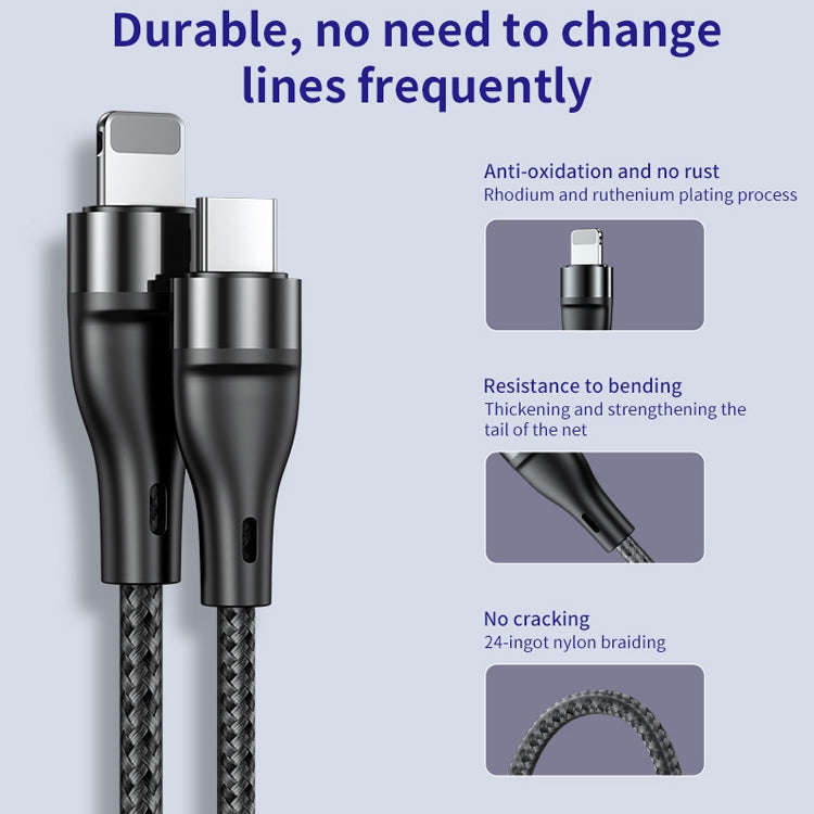 ADC-003 Type-C to 8 Pin PD Fast Charging Weave Data Cable, 1m