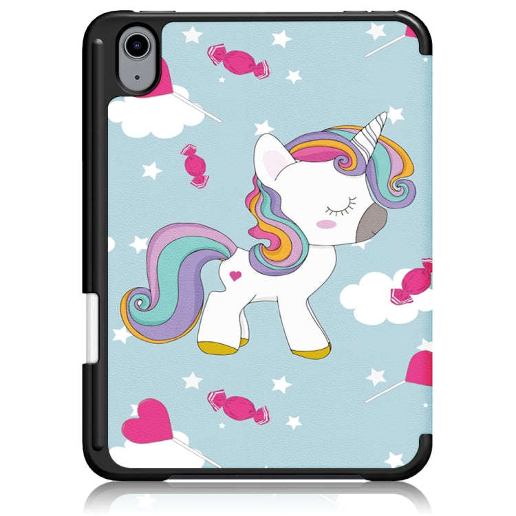 Painted Pattern TPU Horizontal Flip Leather Case with Three-folding Holder & Pen Slot & Sleep / W...