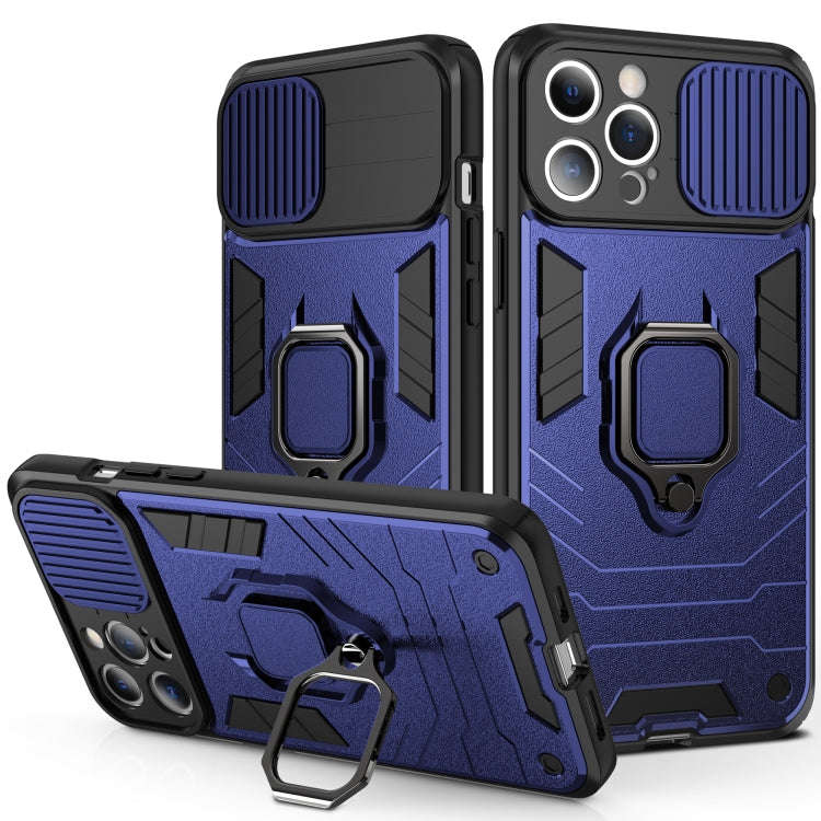 Sliding Camera Cover Design TPU + PC Shockproof Case with Ring Holder, For iPhone 13 Pro, For iPh...