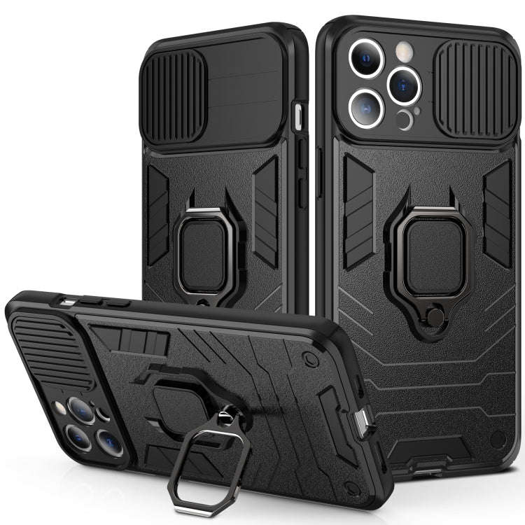 Sliding Camera Cover Design TPU + PC Shockproof Case with Ring Holder, For iPhone 13 Pro, For iPh...