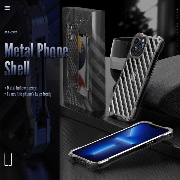 R-JUST RJ-50 Hollow Breathable Armor Metal Shockproof Protective Case, For iPhone 13, For iPhone ...