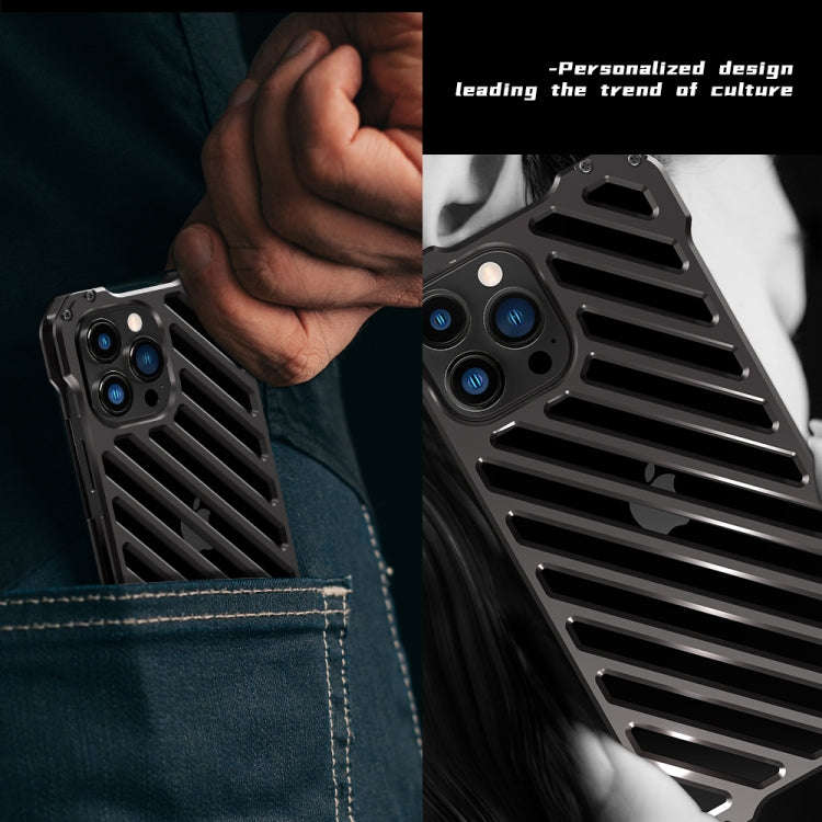 R-JUST RJ-50 Hollow Breathable Armor Metal Shockproof Protective Case, For iPhone 13, For iPhone ...