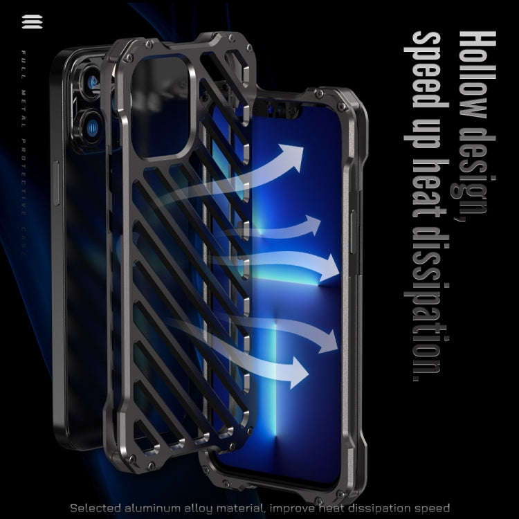R-JUST RJ-50 Hollow Breathable Armor Metal Shockproof Protective Case, For iPhone 13, For iPhone ...