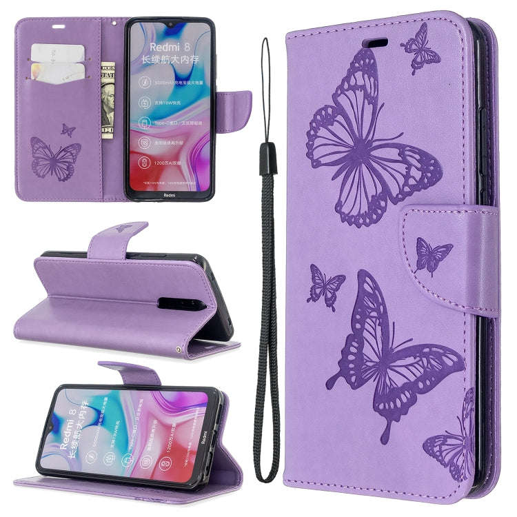 Embossing Two Butterflies Pattern Horizontal Flip PU Leather Case with Holder & Card Slot & Walle...