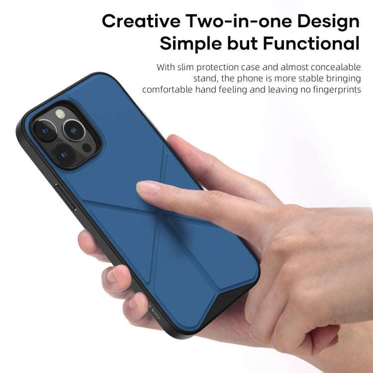 ROCK Element Plus TPU + PC Shockproof Protective Case with Folding Holder, For iPhone 13 Pro Max