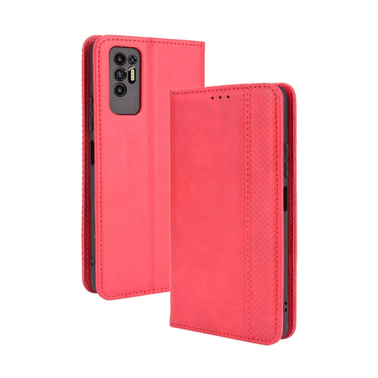 Magnetic Buckle Retro Crazy Horse Texture Horizontal Flip Leather Case with Holder & Card Slots &...