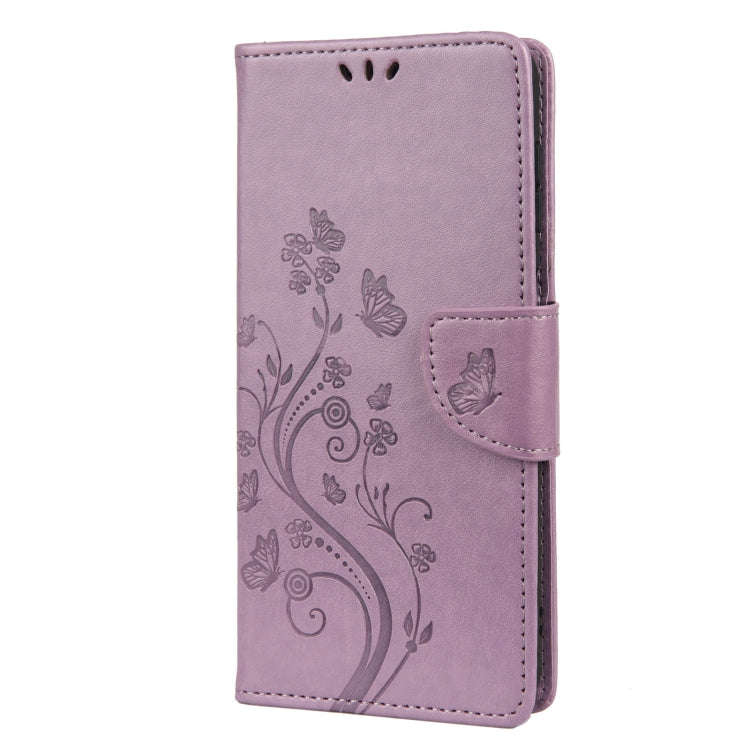 Butterfly Flower Pattern Horizontal Flip Leather Phone Case with Card Slot & Holder, For Samsung ...