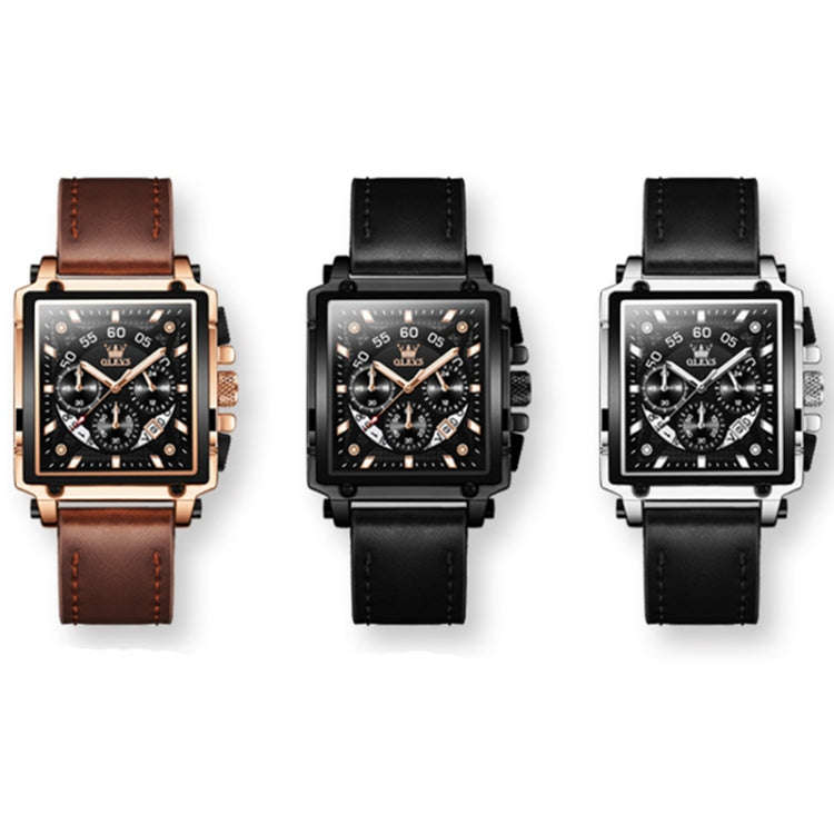 OLEVS 9919 Square Dial Chronograph Luminous Quartz Watch for Men