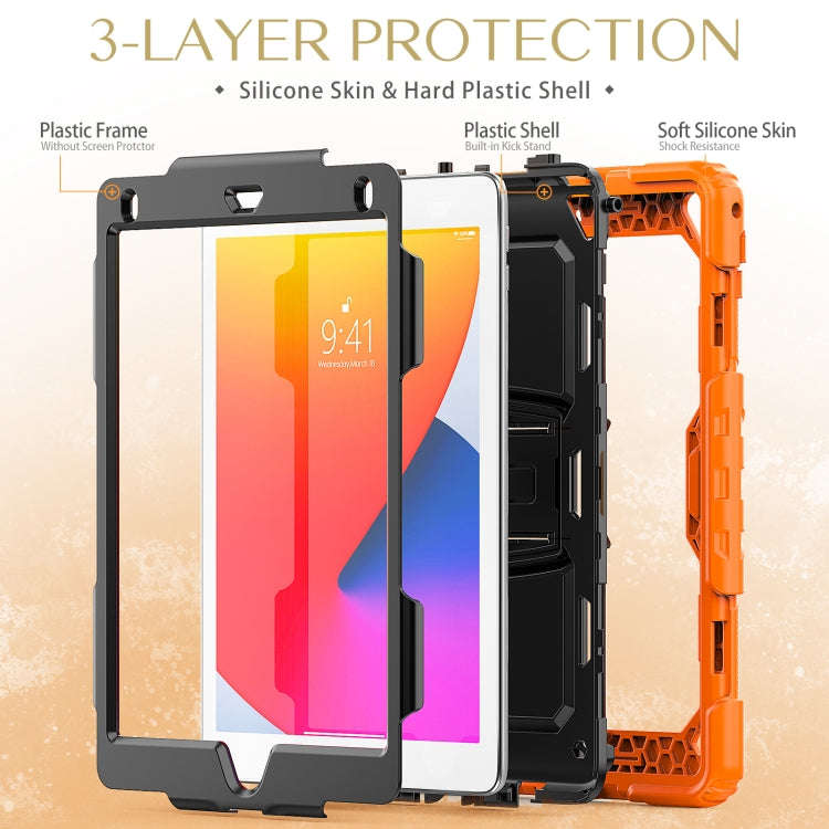 Shockproof Colorful Silicone + Black PC Tablet Protective Case with Holder & Shoulder Strap, For ...