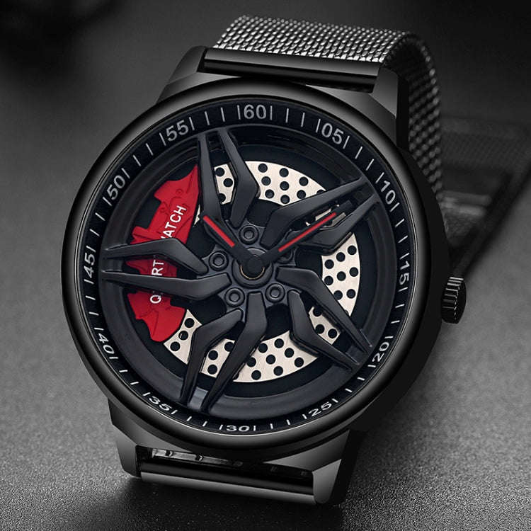 SANDA 1062 360 Degree Hollow Spinning Dial Mesh Strap Quartz Watch for Men, 1062 Mesh Strap