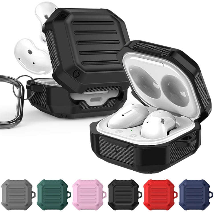 Shockproof Carbon Fiber Luggage Earphone Protective Case with Hook, For Samsung Galaxy Buds Live ...