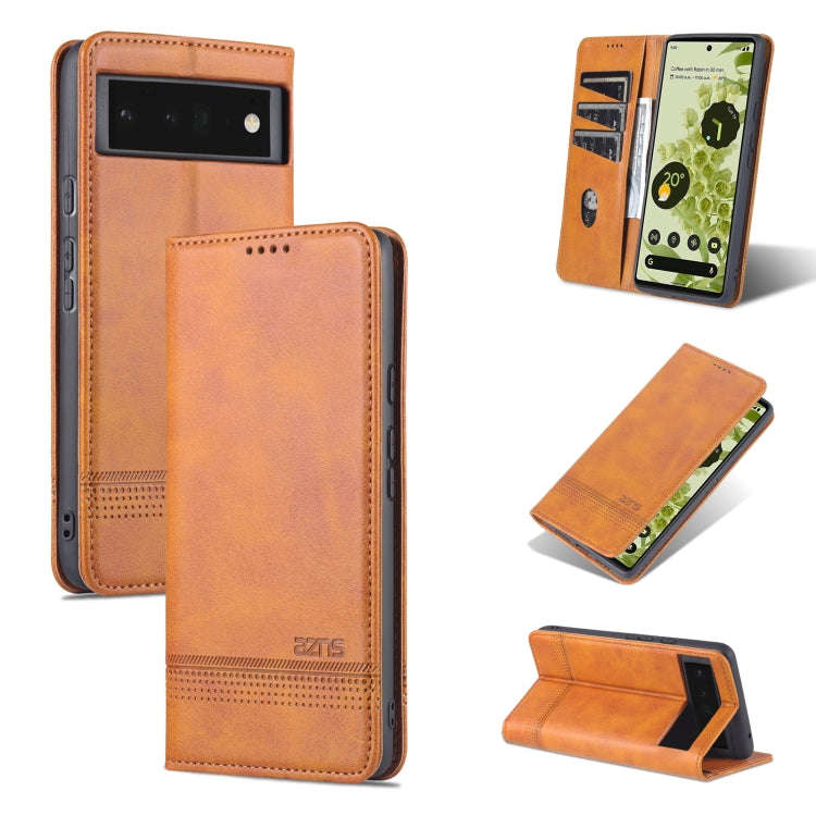 AZNS Magnetic Calf Texture Horizontal Flip Phone Leather Case, For Google Pixel 6, For Google Pix...