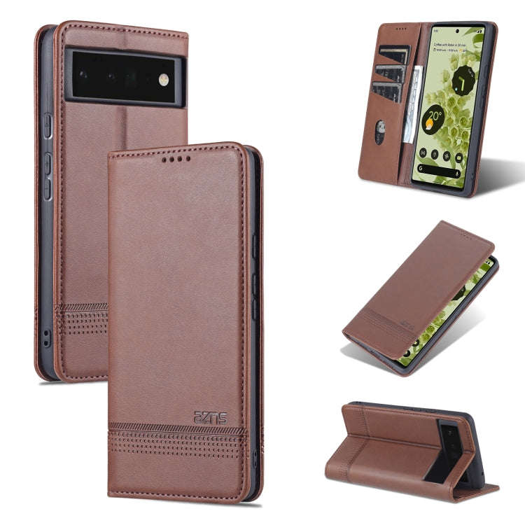 AZNS Magnetic Calf Texture Horizontal Flip Phone Leather Case, For Google Pixel 6, For Google Pix...