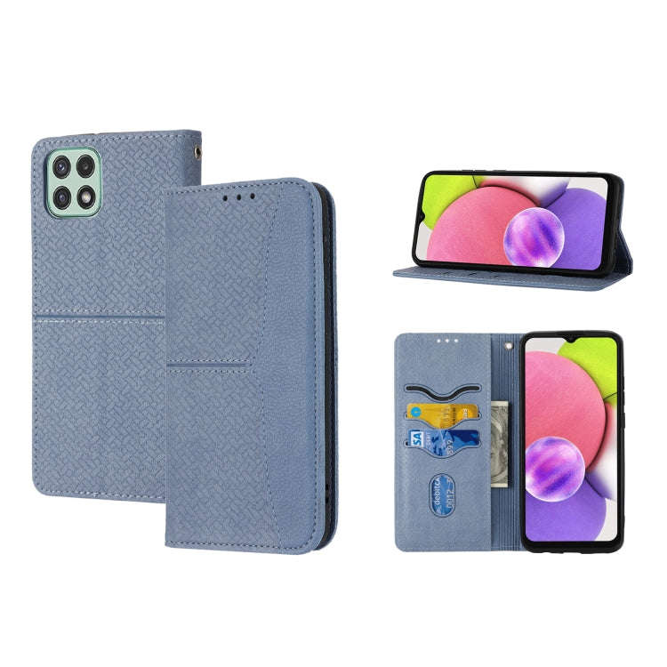 Woven Texture Stitching Magnetic Horizontal Flip PU Leather Phone Case, For Samsung Galaxy A03 In...