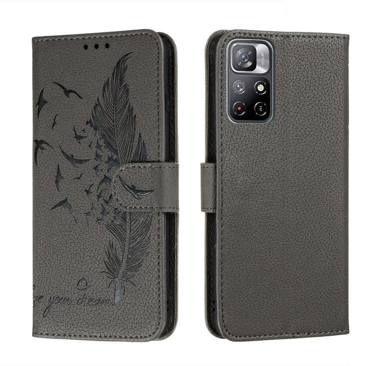 Feather Pattern Litchi Texture Leather Phone Case with Holder & Card Slots & Wallet, For Samsung ...