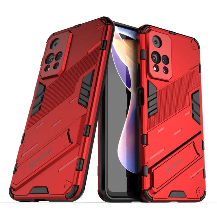Punk Armor 2 in 1 PC + TPU Shockproof Phone Case with Invisible Holder, For Xiaomi Redmi Note 11 ...