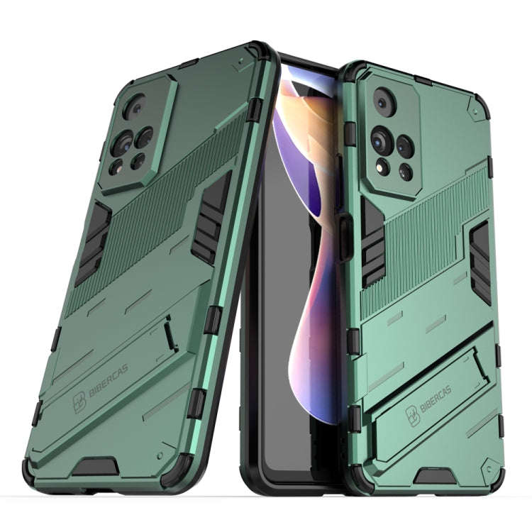 Punk Armor 2 in 1 PC + TPU Shockproof Phone Case with Invisible Holder, For Xiaomi Redmi Note 11 ...