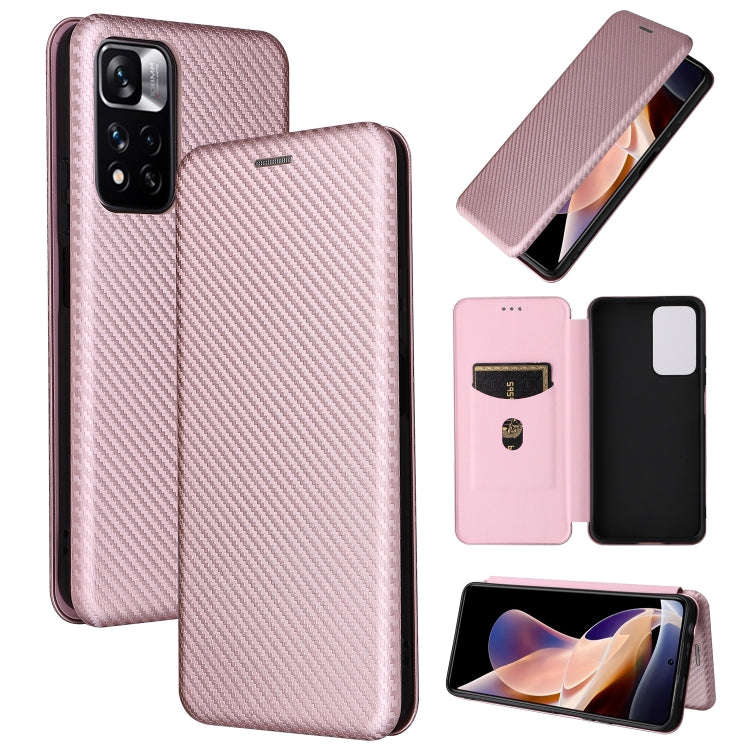 Carbon Fiber Texture Magnetic Horizontal Flip PU Phone Case, For Xiaomi Redmi Note 11 Pro / Note ...