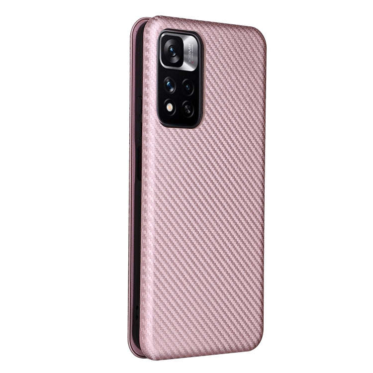 Carbon Fiber Texture Magnetic Horizontal Flip PU Phone Case, For Xiaomi Redmi Note 11 Pro / Note ...