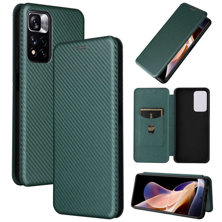 Carbon Fiber Texture Magnetic Horizontal Flip PU Phone Case, For Xiaomi Redmi Note 11 Pro / Note ...