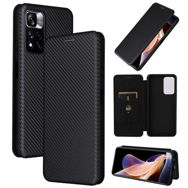Carbon Fiber Texture Magnetic Horizontal Flip PU Phone Case, For Xiaomi Redmi Note 11 Pro / Note ...