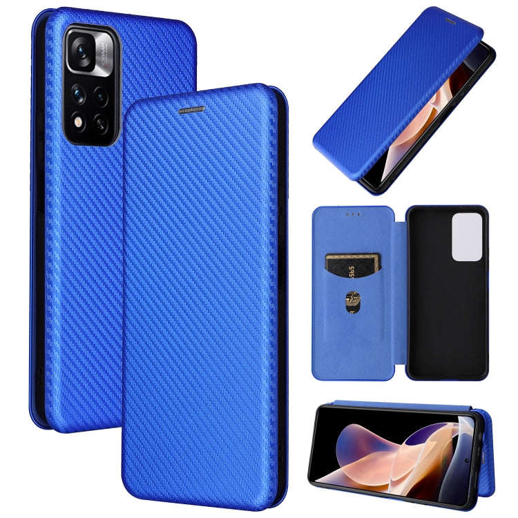 Carbon Fiber Texture Magnetic Horizontal Flip PU Phone Case, For Xiaomi Redmi Note 11 Pro / Note ...